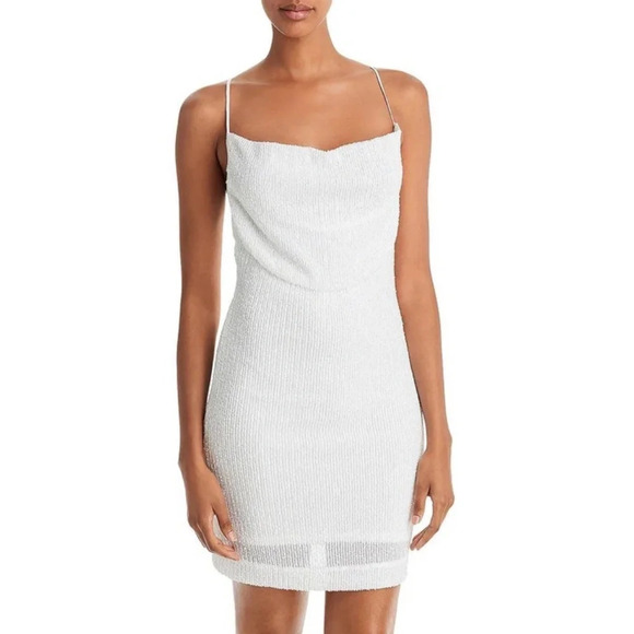 New! Bardot Sequined Above Knee Mini Dress in White nwt 16646 - Picture 1 of 13